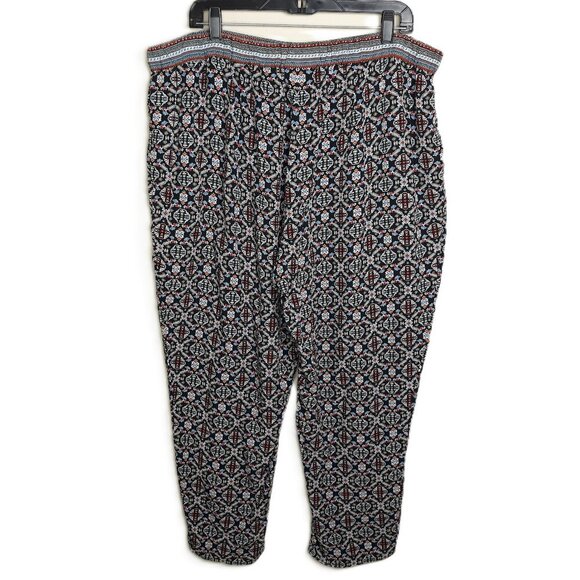 J. Jill Geo Print Drawstring Rayon Easy Ankle Pants 2X Boho Relaxed Fit - Picture 1 of 9